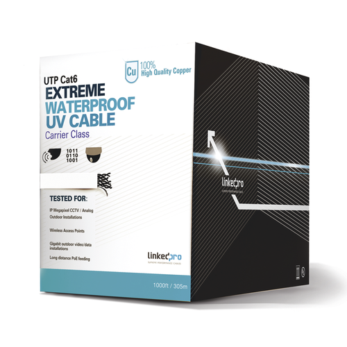 Bobina de Cable UTP Cat6 para Exterior en Color Blanco / 305 Metros / Certificada UL / Sin Blindaje