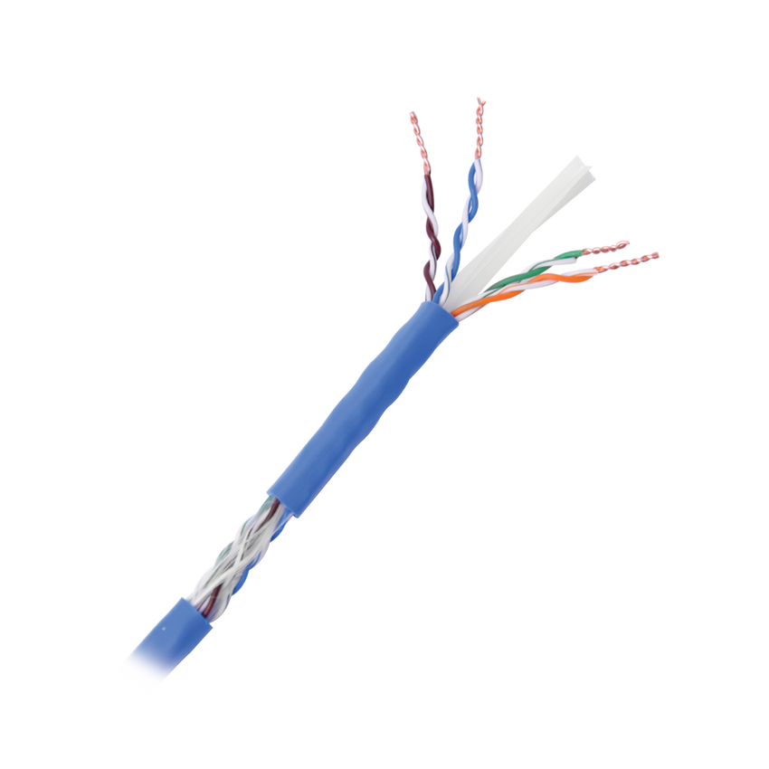 Bobina de Cable de 305 Metros (1000 Pies) Cat6+, CM, Calibre 23 Alto Rendimiento, ETL, UL, Color Azul, Super Flexible, para Aplicaciones de Video Vigilancia, Video HD, y Redes de Datos. Uso Interior.