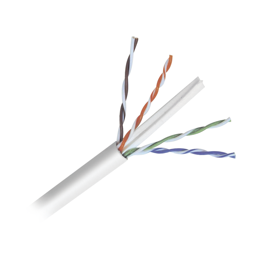 Bobina de Cable de 305 Metros (1000 Pies) de Cable Cat6 de Alto Desempeño, Super Flexible, UL, Cobre, Color Blanco, para Aplicaciones de Video Vigilancia y Redes de Datos