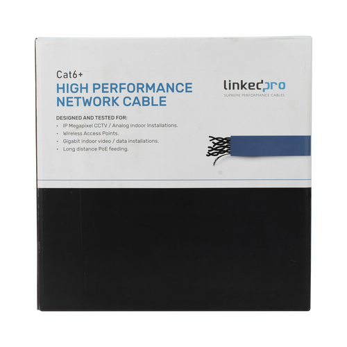Bobina de Cable de 305 Metros (1000 Pies) Cat6+ Blindado F/UTP, CM, Calibre 23 Alto Rendimiento, ETL, UL, Color Azul, Super Flexible, para Aplicaciones de Video Vigilancia, Video HD, y Redes de Datos. Uso Interior.