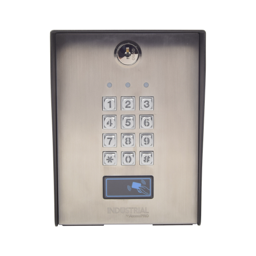 Teclado exterior/interior antivandálico, 3 relevadores, 50 códigos de visitantes, 1200 usuarios