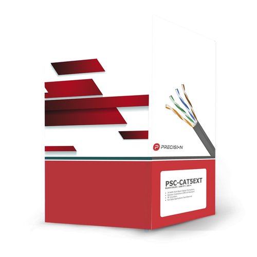 Bobina de cable de UTP de 4 pares Cat5e de 305 m (1000 ft), 100% Cobre, LDPE Resistente a rayos UV, Color Negro, 24 AWG, Uso en Exterior,  Para Aplicaciones de Voz, Datos y Video