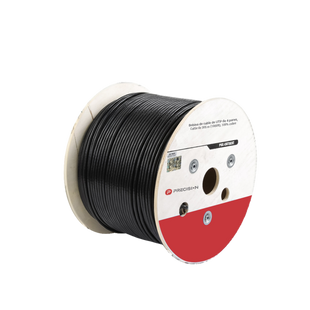 Bobina de cable de UTP de 4 pares Cat5e de 305 m (1000 ft), 100% Cobre, LDPE Resistente a rayos UV Relleno de Gel, Color Negro, 24 AWG, Uso en Exterior,  Para Aplicaciones de Voz, Datos y Video