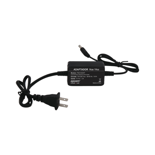 Fuente de Poder 12 Vcc / 2 Amp / Con Terminales de Extensión / Distancias de cable hacia Vca 50 cm / Distancia de cable hacia dispositivo de 50 cm
