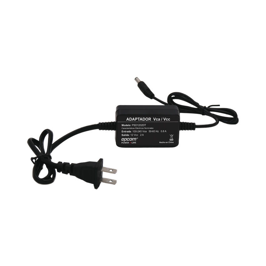 Fuente de Poder 12 Vcc / 2 Amp / Con Terminales de Extensión / Distancias de cable hacia Vca 50 cm / Distancia de cable hacia dispositivo de 50 cm