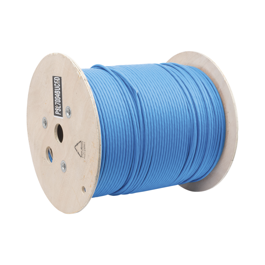 Bobina de Cable Blindado S/FTP de 4 Pares, Cat7, Inmune a Ruido e Interferencias, LSZH (Bajo Humo, Cero Halógenos), Color Azul, Bobina de 500 Metros (1640 Pies)