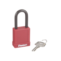 Candado de Bloqueo LOTO de Seguridad Dieléctrico, Con Llave Única, Diámetro de 6.5 mm, Color Rojo