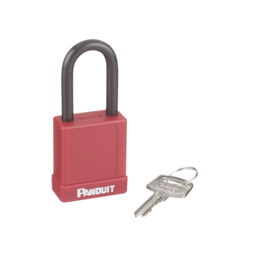 Candado de Bloqueo LOTO de Seguridad Dieléctrico, Con Llave Única, Diámetro de 6.5 mm, Color Rojo