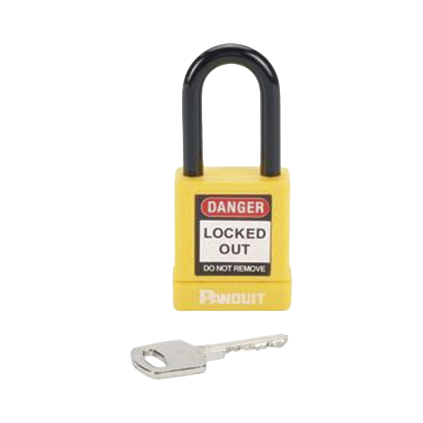 Candado de Bloqueo LOTO de Seguridad Dieléctrico, Con Llave Única, Diámetro de 6.5 mm, Color AMARILLO