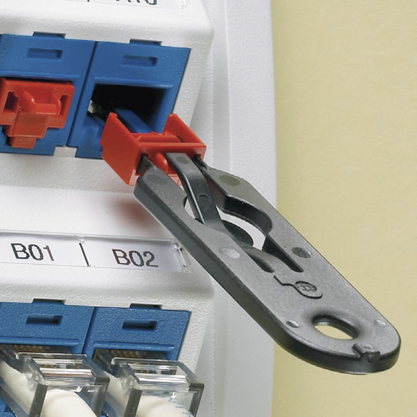 Kit de 10 Dispositivos para Bloquear Puertos Jack RJ45, Color Gris, Incluye Llave de Extracción