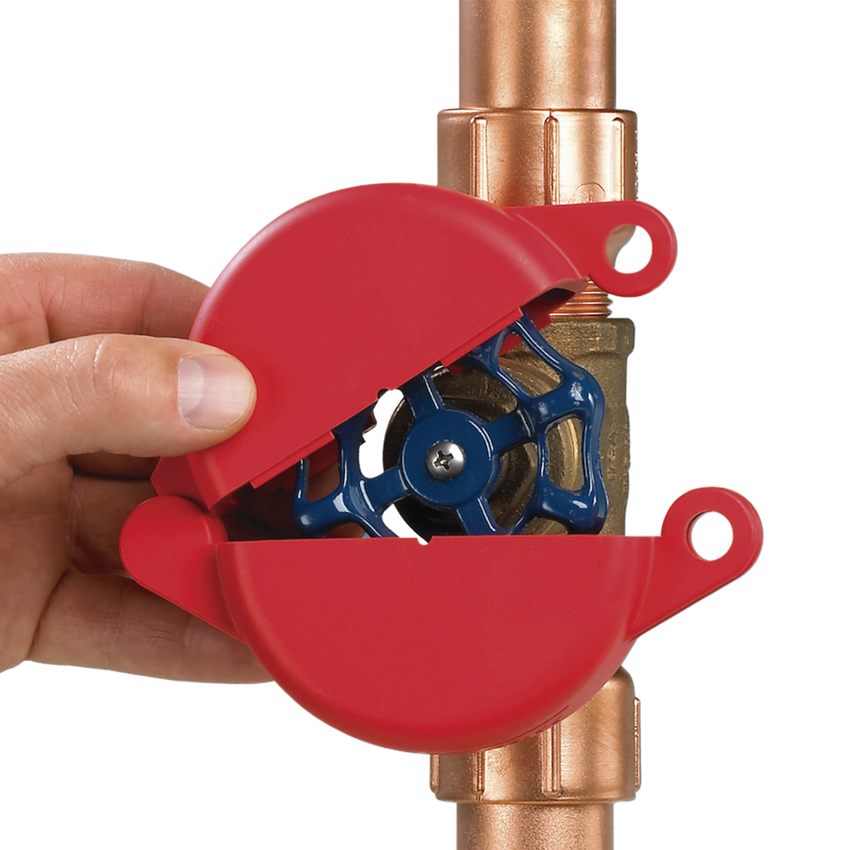 Dispositivo de Bloqueo LOTO para Válvulas de Compuerta, Para Diámetros de 3 a 6.5", Color Rojo