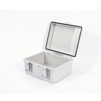 Gabinete de Plástico ABS, Uso en Intemperie IP66 (170 x 220 x 110 mm) Cierre por broche Inoxidable y Permite Cerrado con Candado y Llave (Perno 5mm) No Incluido