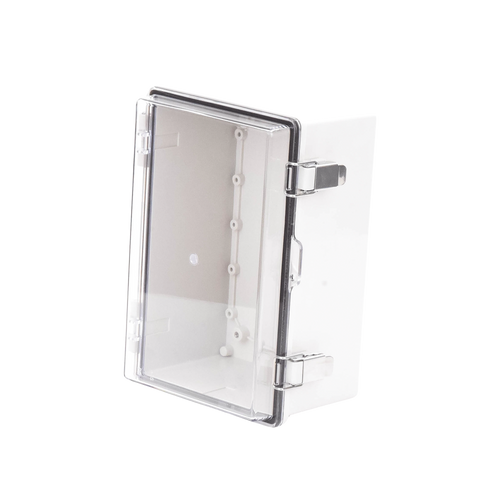 Gabinete Plástico ABS, Puerta Transparente, Uso en Intemperie IP66 (190 x 290 x 140 mm) cierre por Broche Inoxidable y Permite Cerrado con Candado y Llave (Perno 5mm) No Incluido