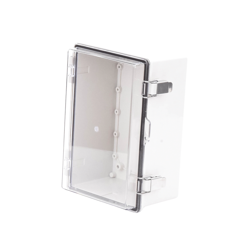Gabinete Plástico ABS, Puerta Transparente, Uso en Intemperie IP66 (190 x 290 x 140 mm) cierre por Broche Inoxidable y Permite Cerrado con Candado y Llave (Perno 5mm) No Incluido