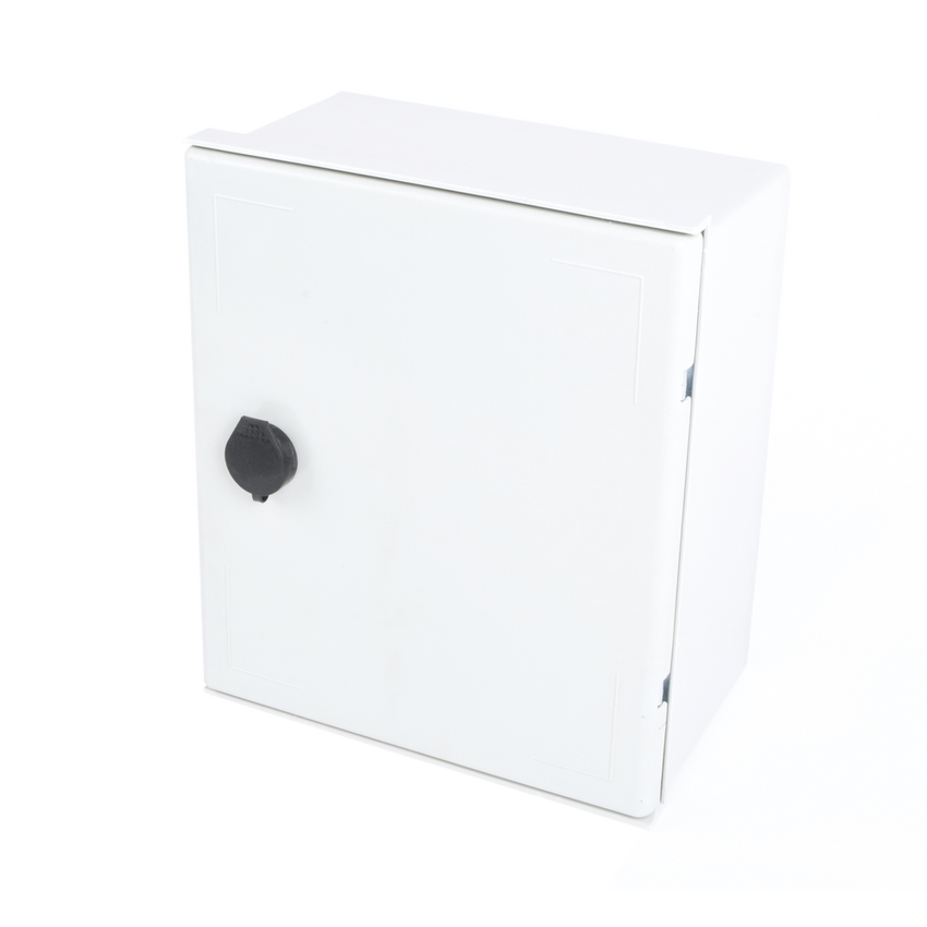 Gabinete de Poliéster IP65 Uso en Intemperie (250 x 300 x 140 mm) con Placa Trasera Interior de Plástico (Incluye Chapa y Llave).