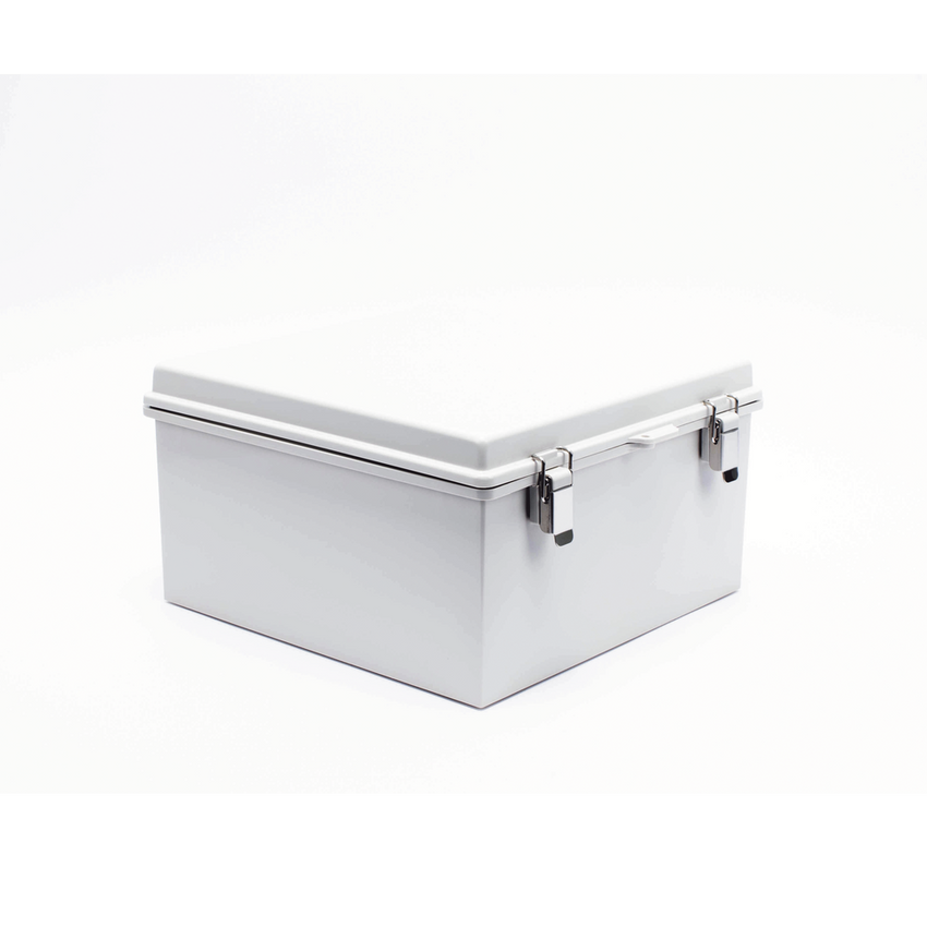 Gabinete de Plástico ABS, Uso en Intemperie ip66 (300 x 300 x 180 mm) Cierre por Broche Inoxidable y Permite Cerrado con Candado y Llave (Perno 5mm) No Incluido
