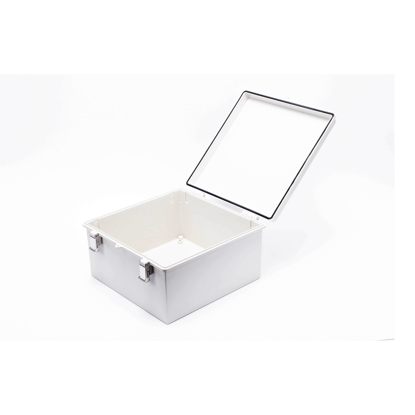 Gabinete de Plástico ABS, Uso en Intemperie ip66 (300 x 300 x 180 mm) Cierre por Broche Inoxidable y Permite Cerrado con Candado y Llave (Perno 5mm) No Incluido
