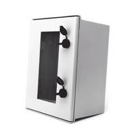 Gabinete de Poliéster IP65 Puerta Transparente, Uso en Intemperie (300 x 400 x 200 mm) con Placa Trasera Interior de Plástico (Incluye Chapa y Llave).