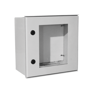 Gabinete de Poliéster IP65 Puerta Transparente, Uso en Intemperie (400 x 400 x 200 mm) con Placa Trasera Interior de Plástico (Incluye Chapa y Llave).