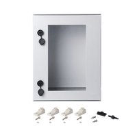 Gabinete de Poliéster IP65 Puerta Transparente, Uso en Intemperie (400 x 500 x 200 mm) con Placa Trasera Interior de Plástico (Incluye Chapa y Llave).
