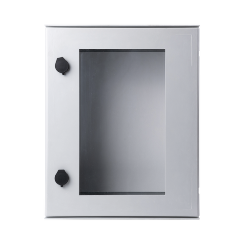 Gabinete de Poliéster IP65 Puerta Transparente, Uso en Intemperie (400 x 500 x 200 mm) con Placa Trasera Interior de Plástico (Incluye Chapa y Llave).