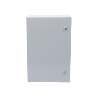 Gabinete de Acero IP66 Uso en Intemperie (400 x 600 x 250 mm) con Placa Trasera Interior Metálica y Compuerta Inferior Atornillable (Incluye Chapa y Llave T).