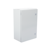 Gabinete de Acero IP66 Uso en Intemperie (400 x 600 x 250 mm) con Placa Trasera Interior Metálica y Compuerta Inferior Atornillable (Incluye Chapa y Llave T).