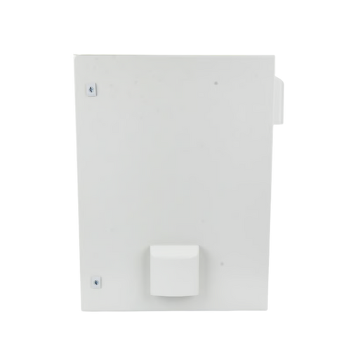 Gabinete Ventilado de Acero IP55 Uso en Exterior (500 x 700 x 250 mm) con Placa Trasera Interior Metálica y Compuerta Inferior Atornillable. Incluye Ventilador, Ventilas, filtros, Chapas y Llave T.