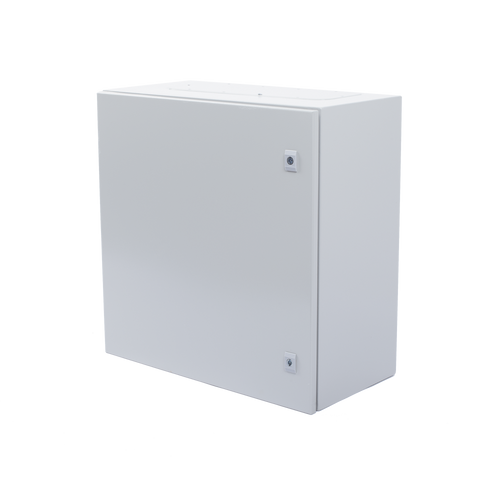 Gabinete de Acero IP66 Uso en Intemperie (600 x 600 x 300 mm) con Placa Trasera Interior Metálica y Compuerta Inferior Atornillable (Incluye Chapa y Llave T).