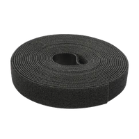 Cinta de Contacto Autoadherente Color Negro / 1.6 cm x 25 metros / Espalda con Espalda (Gancho y Bucle)