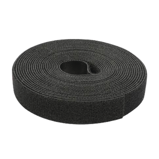 Cinta de Contacto Autoadherente Color Negro / 1.6 cm x 25 metros / Espalda con Espalda (Gancho y Bucle)