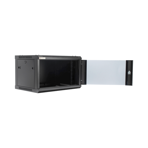 Gabinete PRECISION, Con Puerta de Cristal Templado, de 19in, 6UR, 450mm de Profundidad, Color Negro