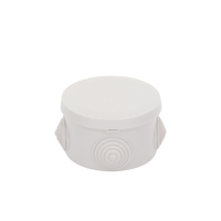Caja Derivación-Conexión de Plástico Circular con 4 Glándulas de Goma (70 diámetro X 48 alto mm). Para Instalaciones Comerciales,  Residenciales e Industriales. Cerrado a Presión.