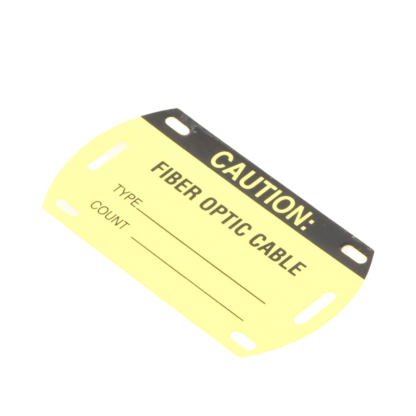 Kit de 5 Etiquetas Autolaminadas para Fibra Óptica, Para Uso Interior/Exterior, Dimensiones de 90.42 x 52.32 mm (3.56 x 2.06 pulgadas), Color Negro con Amarillo