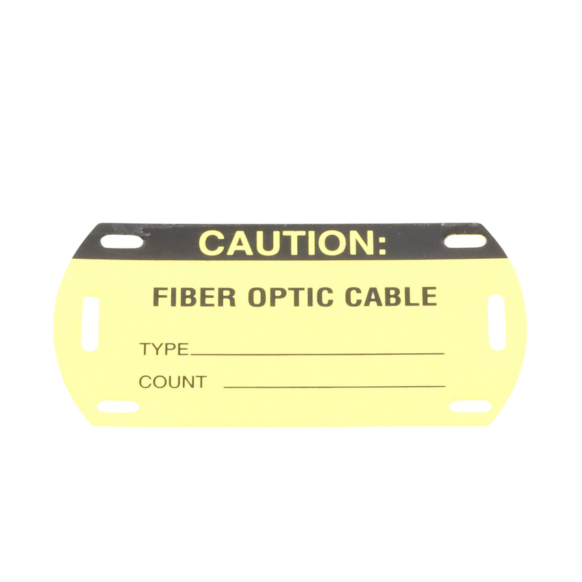 Kit de 5 Etiquetas Autolaminadas para Fibra Óptica, Para Uso Interior/Exterior, Dimensiones de 90.42 x 52.32 mm (3.56 x 2.06 pulgadas), Color Negro con Amarillo