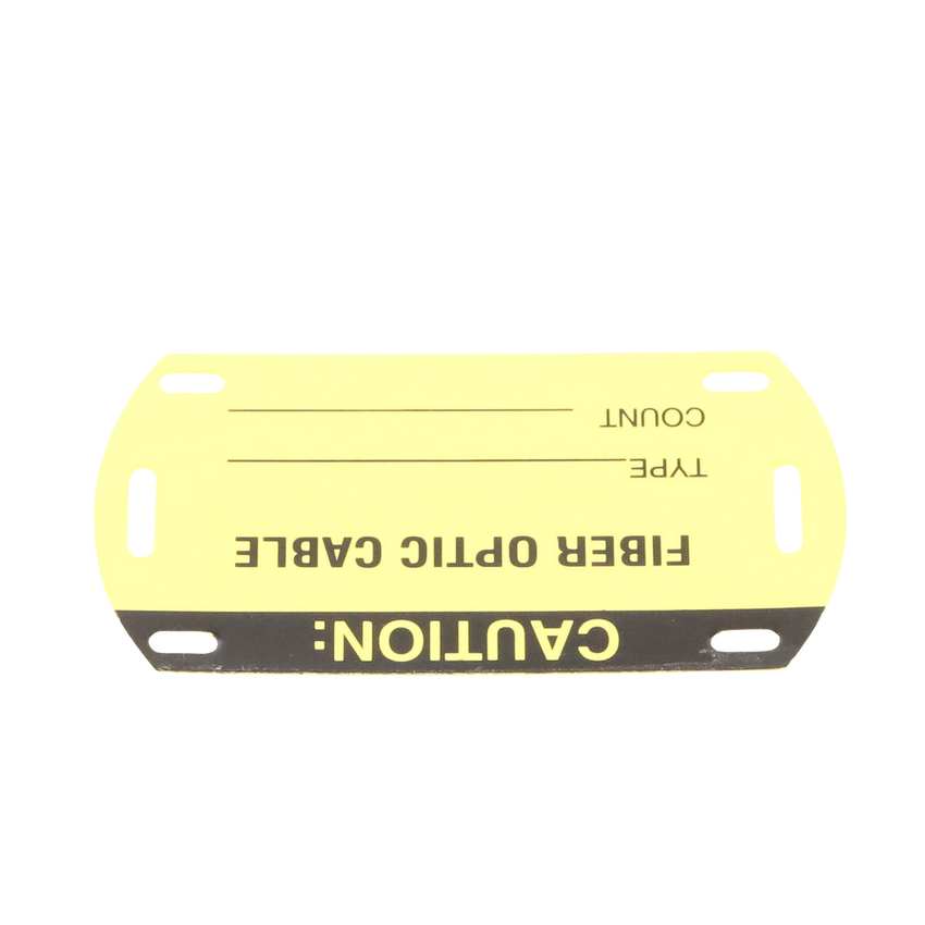 Kit de 5 Etiquetas Autolaminadas para Fibra Óptica, Para Uso Interior/Exterior, Dimensiones de 90.42 x 52.32 mm (3.56 x 2.06 pulgadas), Color Negro con Amarillo
