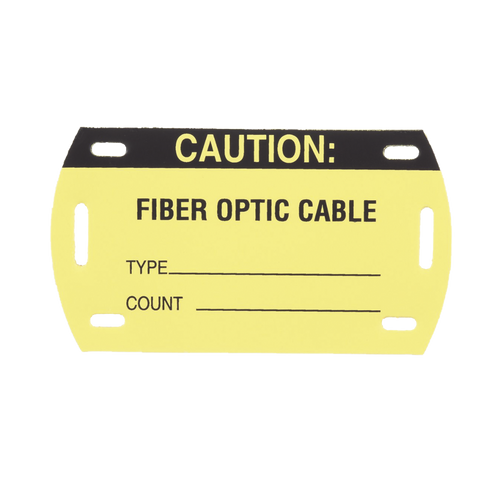Kit de 5 Etiquetas Autolaminadas para Fibra Óptica, Para Uso Interior/Exterior, Dimensiones de 90.42 x 52.32 mm (3.56 x 2.06 pulgadas), Color Negro con Amarillo
