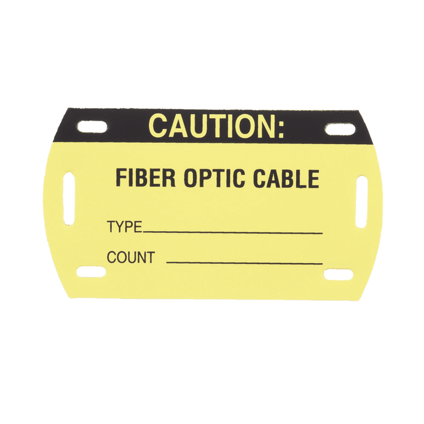 Kit de 5 Etiquetas Autolaminadas para Fibra Óptica, Para Uso Interior/Exterior, Dimensiones de 90.42 x 52.32 mm (3.56 x 2.06 pulgadas), Color Negro con Amarillo