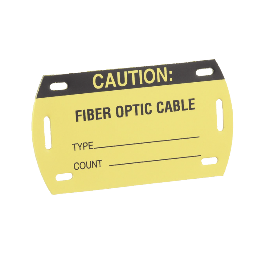 Kit de 5 Etiquetas Autolaminadas para Fibra Óptica, Para Uso Interior/Exterior, Dimensiones de 90.42 x 52.32 mm (3.56 x 2.06 pulgadas), Color Negro con Amarillo