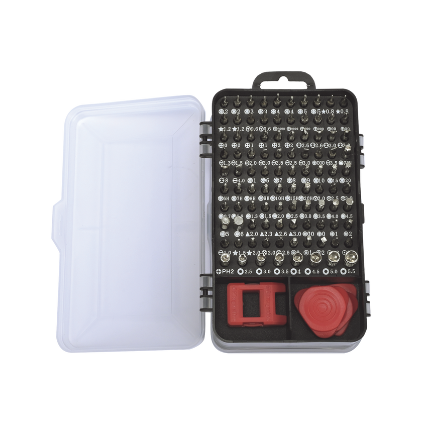 Juego de Reparación de Pantallas o Dispositivos Electrónicos de Uso Fino con 115 piezas con Estuche de Almacenaje.