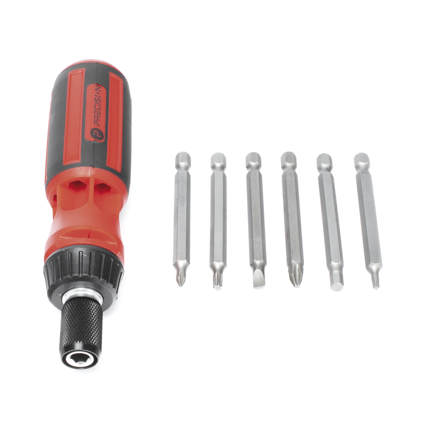 Desarmador 6 en 1 con Mango de Agarre Plástico (Torx #10 y #20, Hexagonal #5, PH0, PH2, Plana #5)