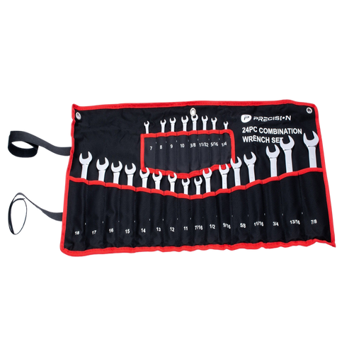 Juego de 24 Llaves Combinadas Métricas e Inglesas con Estuche.