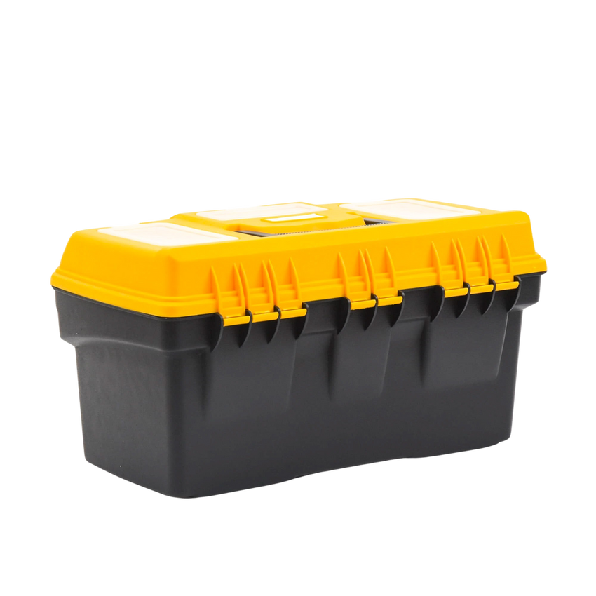 Caja Porta Herramientas 17", 44x26x23 cm Bicolor con Compartimientos para Tornillos.