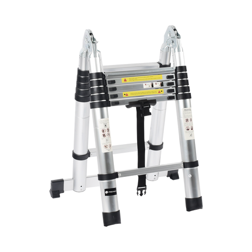 Escalera Telescópica de Aluminio Tipo Tijera de 1.9 + 1.9 Metros de Altura