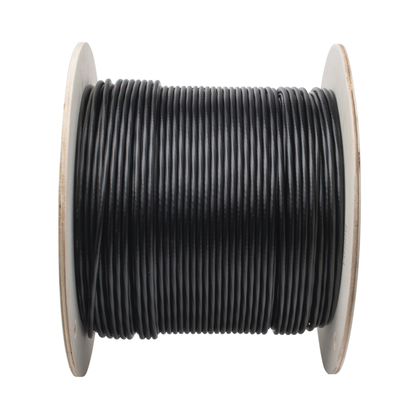 Bobina de Cable UTP de 4 Pares, PanNet, Para Exterior con Gel, Cat6 (23 AWG), Industrial para Climas Extremos, Color Negro, 305 Metros (1000 Pies)