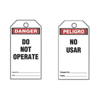 Paquete de 25 Etiquetas de Seguridad, Con Texto "Peligro, No Usar", de 76 x 146 mm, Color Negro Sobre Blanco