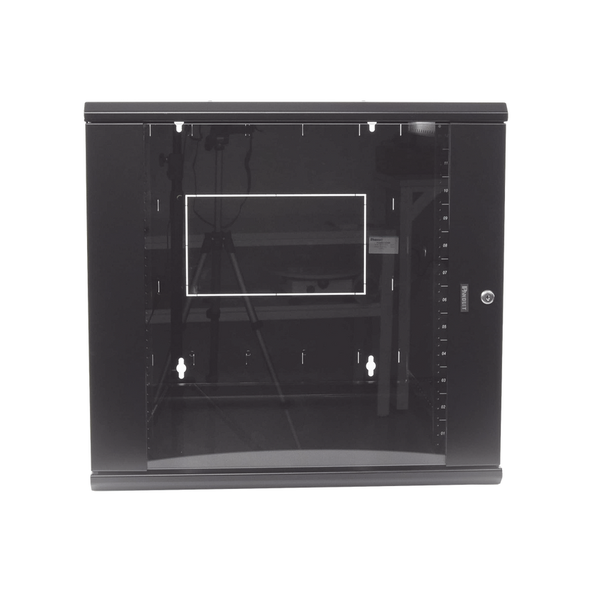 Gabinete PanZone de Montaje en Pared, de 19in, Puerta con Ventana de Seguridad, 12 UR, 762mm de Profundidad, Color Negro