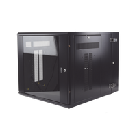 Gabinete PanZone de Montaje en Pared, de 19in, Puerta con Ventana de Seguridad, 12 UR, 762mm de Profundidad, Color Negro