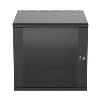 Gabinete PanZone de Montaje en Pared, de 19in, Puerta con Ventana de Seguridad, 12 UR, 635mm de Profundidad, Color Negro