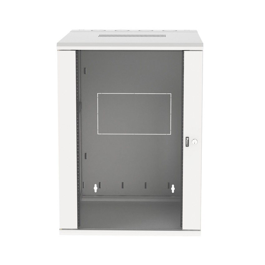 Gabinete PanZone de Montaje en Pared, de 19in, Puerta con Ventana de Seguridad, 18 UR, 762mm de Profundidad, Color Blanco